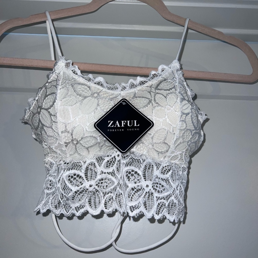 ZAFUL crop white lace bralette